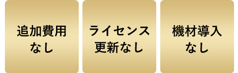 追加費用なし。ライセンス更新なし。機材導入なしです。