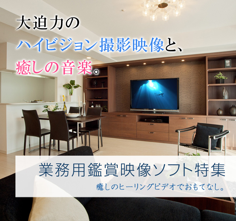 大迫力のハイビジョン撮影映像と、癒しの音楽。業務用鑑賞映像ソフト特集 癒しのヒーリングビデオでおもてなし。